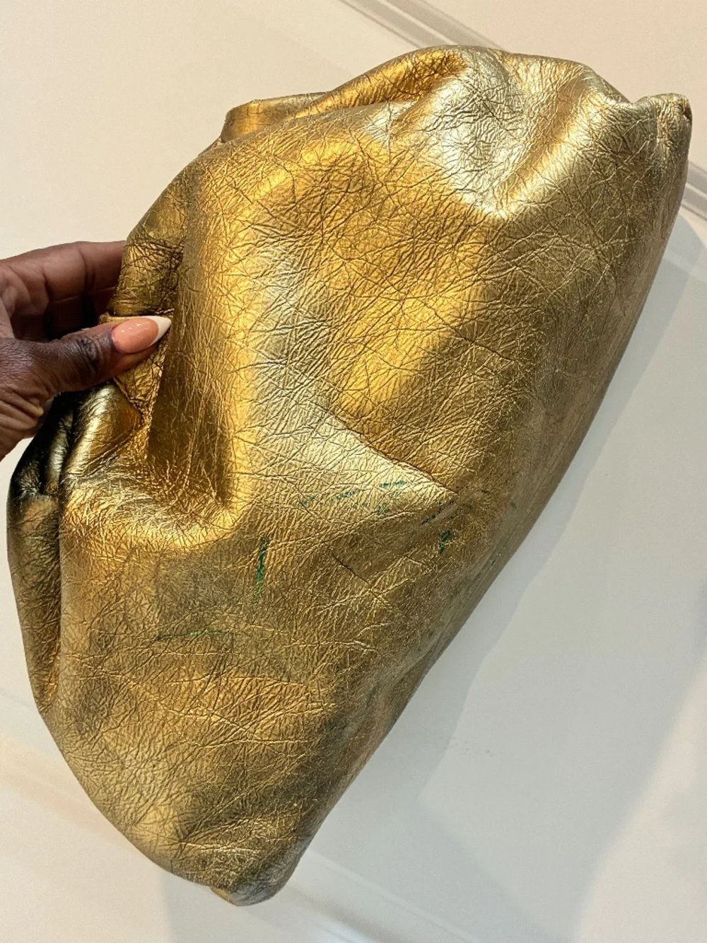 Bottega Veneta Large Maxi Metallic Gold Pouch